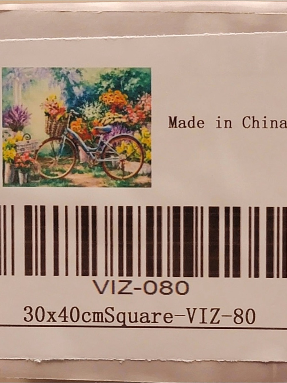 Diamond Painting Kit - 30x40 cm - square drills “Flowers and Bicycle”
